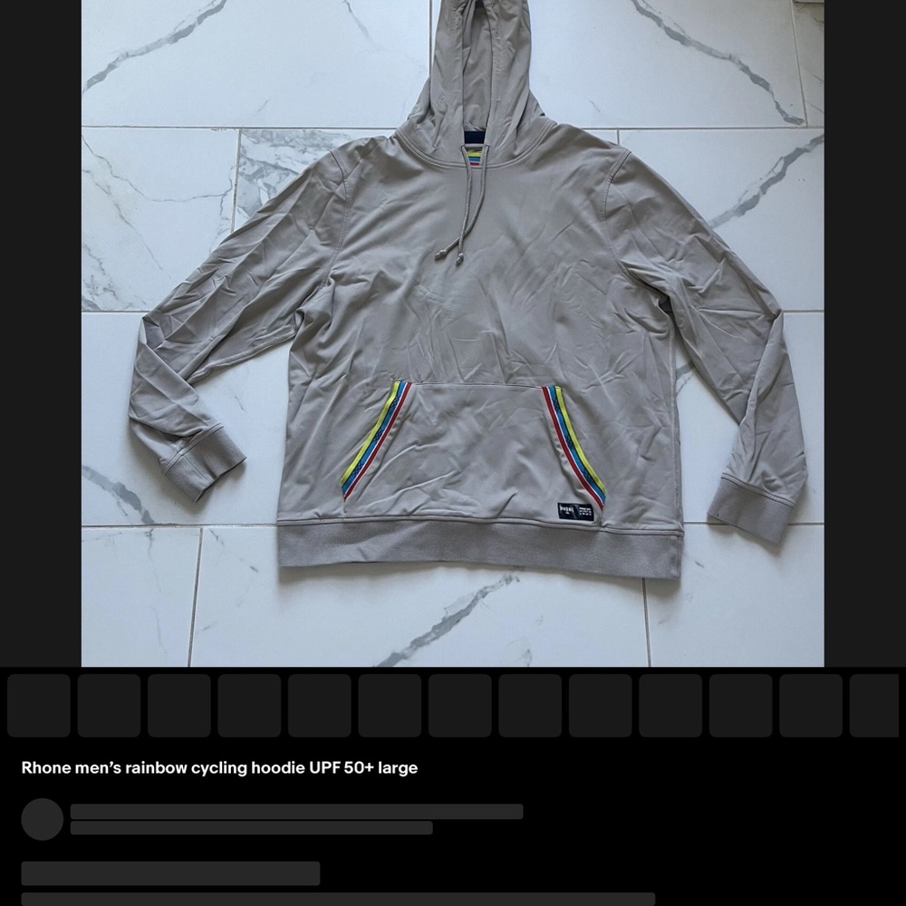 Rhone Men's Light Gray Hoodie with Rainbow Details